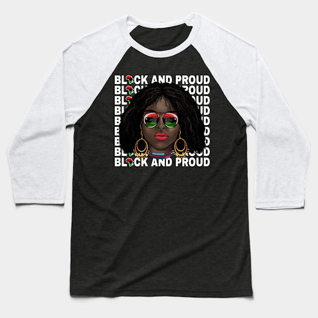 Black and Proud Melanin Girl Black History - Juneteenth 1865 Baseball T-Shirt by Gendon Design